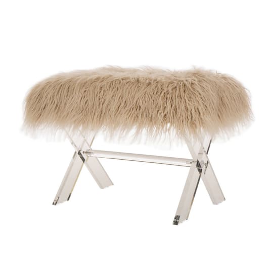 Glitzhome® Faux Fur with Acrylic X-Legs Bench | Michaels®